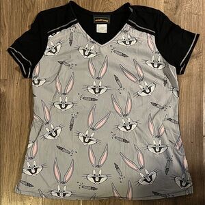 Looney Tunes Bugs Bunny Scrub Top - Character Medical Uniform - Size M
